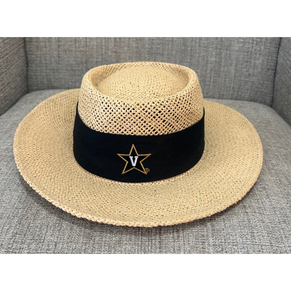 Logofit Vanderbilt Commodores Straw Sun Hat Star V Logo Tan Black OSFM